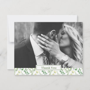 Spring Green Botanical Herb Wedding Thank You Card