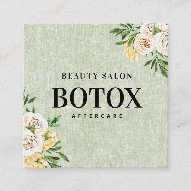 Spring Green Botox Aftercare Square Business Card (Front)