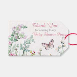 Spring Green Butterfly Floral Baby Shower Gift Tags