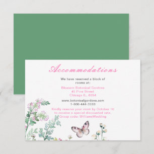 Spring Green Butterfly Floral Wedding Enclosure Card