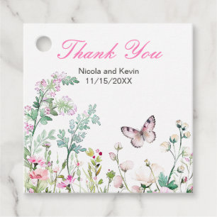 Spring Green Butterfly Floral Wedding Favour Tags