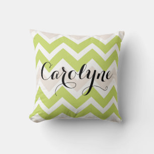 Spring Green Chevron Personalised Pillow