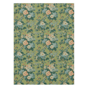 Spring Green Chintz, Hollyhock Bouquet Tablecloth