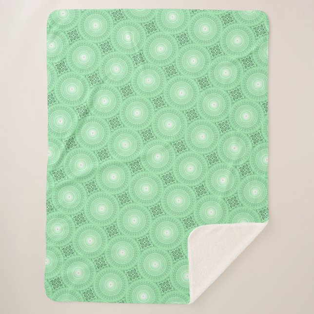 Spring green circles pattern sherpa blanket (Front)