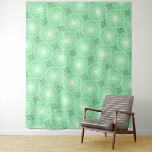 Spring green circles pattern tapestry