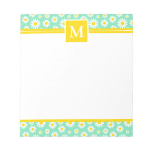 Spring Green Daisies Monogram  Notepad