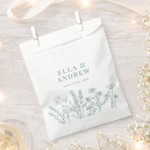Spring Green Elegant Boho Wildflower Wedding Favour Bag