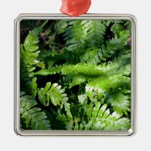 Spring Green Ferns boho botanical  Metal Ornament