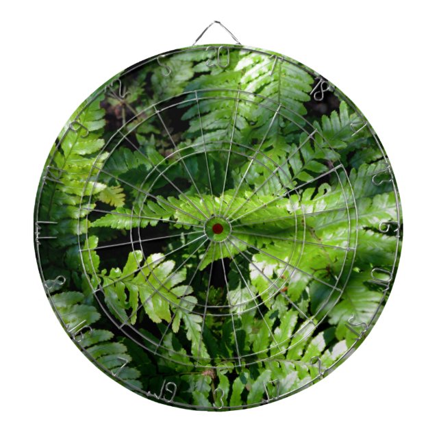 Spring Green Ferns botanical photo Dartboard (Front)