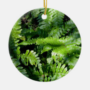 Spring Green Ferns Ceramic Ornament