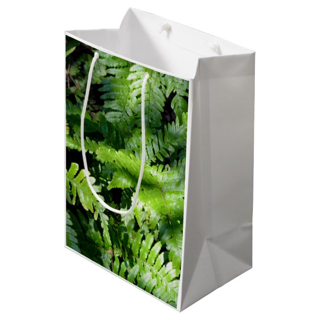 Spring Green Ferns Medium Gift Bag (Front Angled)