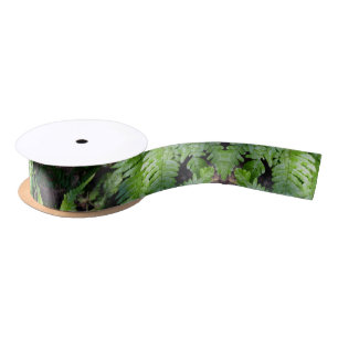 Spring Green Ferns Satin Ribbon