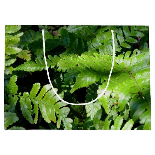 Spring Green Ferns tropical botanical greenery Large Gift Bag (Front)
