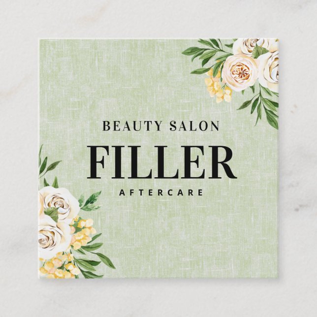 Spring Green Filler Aftercare Square Business Card (Front)