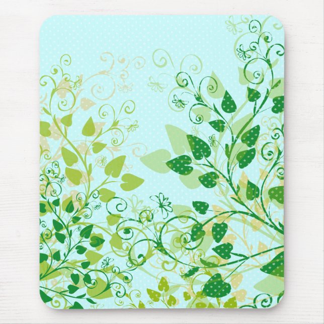 Spring Green Floral mousepad (Front)