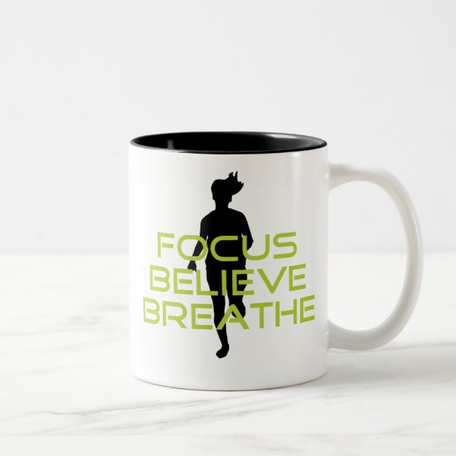Spring Green Focus Believe Breathe Two-Tone Coffee Mug (Right)