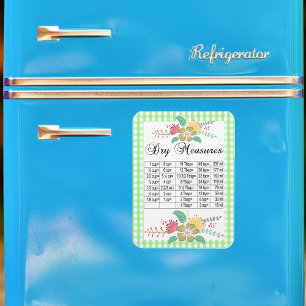 Spring Green Gingham Dry Measures Floral Magnet