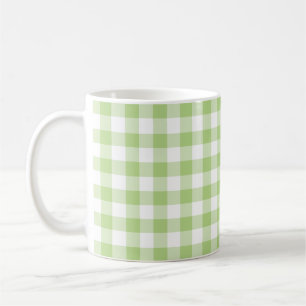 Spring Green Gingham Pattern Coffee Mug