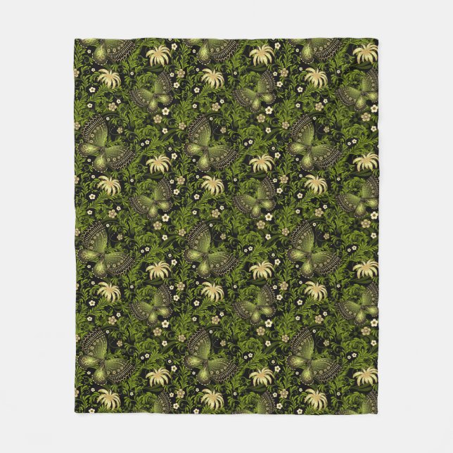 Spring Green-gold Pattern Fleece Blanket (Front)