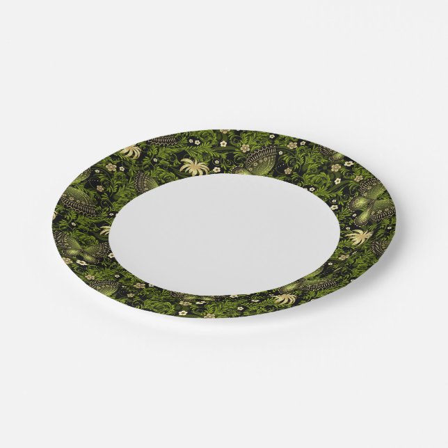 Spring Green-gold Pattern Paper Plate (Angled)