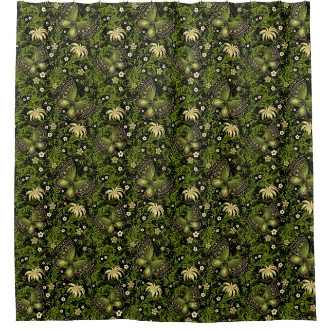 Spring Green-gold Pattern Shower Curtain (Front)