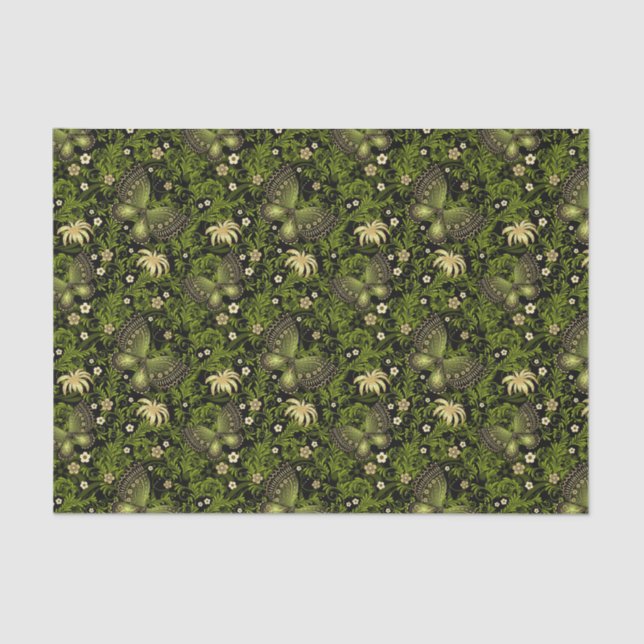 Spring Green-gold Pattern Tissue Paper (Front)