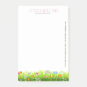 Spring Green Grass And Colourful Flowers Post-it Notes