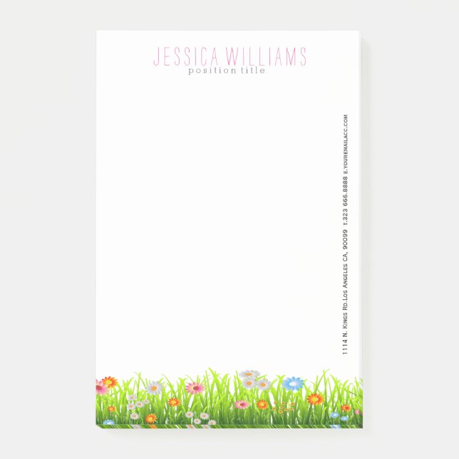 Spring Green Grass And Colourful Flowers Post-it Notes (Front)
