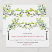 Spring Green Knotted Love Trees Wedding Invitation