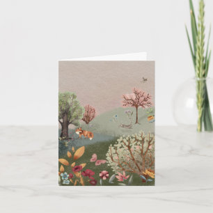 Spring Green Landscape Watercolor Blank Note Card