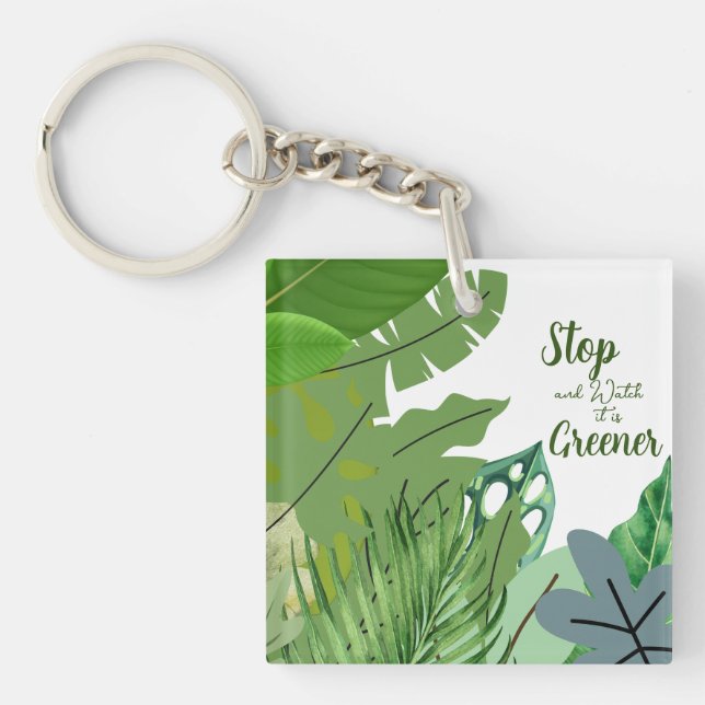 Spring Green Leafy Key Ring (Front)