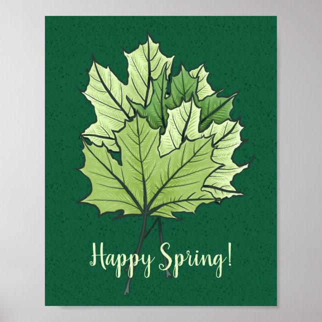 Spring Green Maple Leaves Nature Lover Poster (Front)