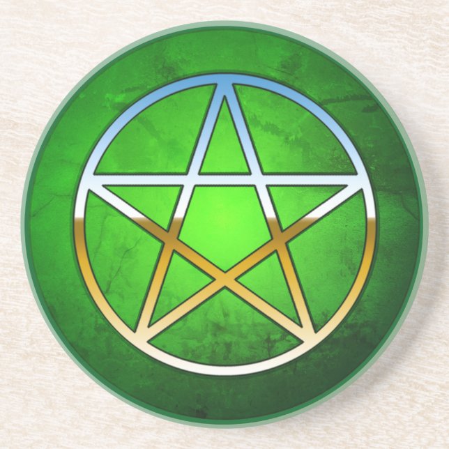 Spring Green Metallic Pentacle Coaster (Front)