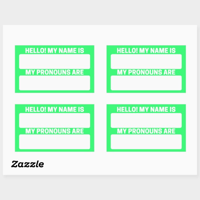 Spring Green Name & Pronoun Labels (Sheet)