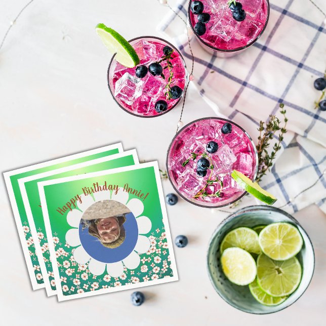 Spring Green Party Photo Frame Napkin (Creator Uploaded)