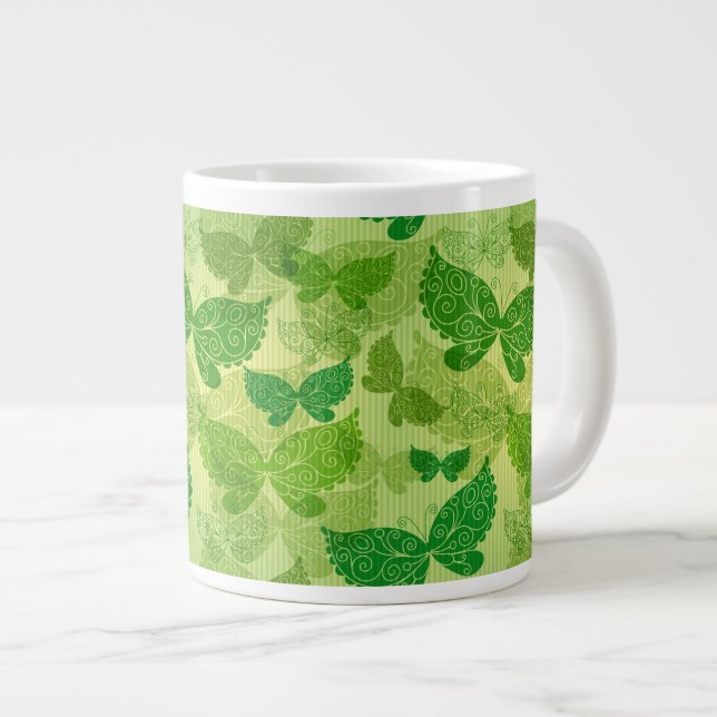 Spring Green Pattern Large Coffee Mug (Front Right)