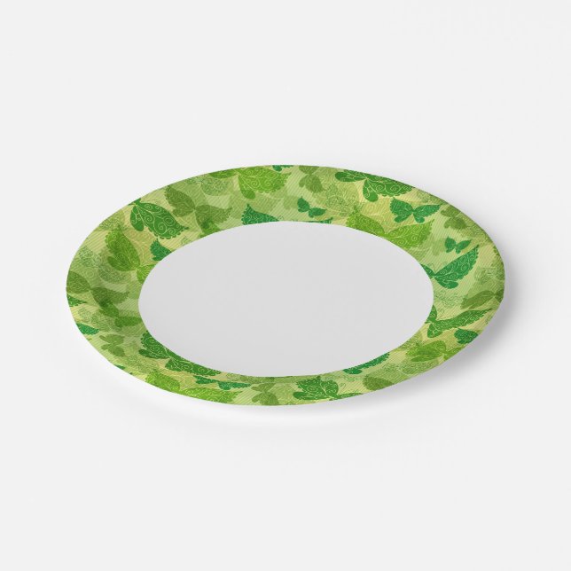 Spring Green Pattern Paper Plate (Angled)