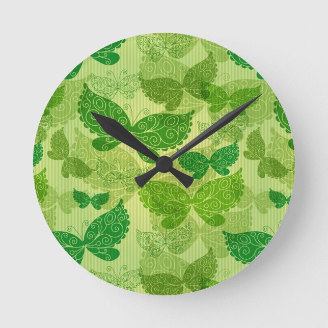 Spring Green Pattern Round Clock (Front)