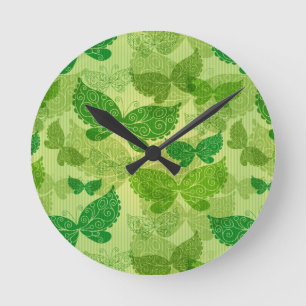 Spring Green Pattern Round Clock