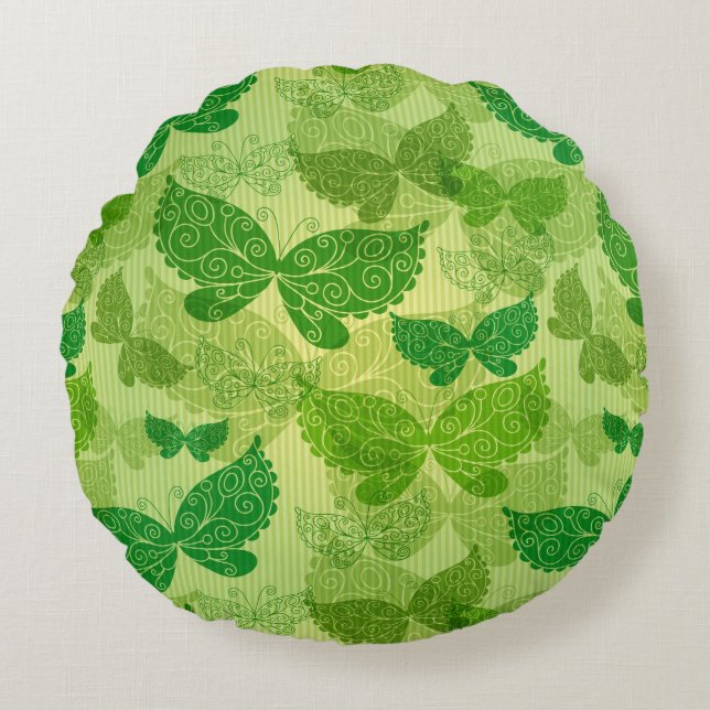 Spring Green Pattern Round Cushion (Front)