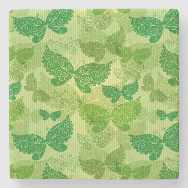 Spring Green Pattern Stone Coaster (Front)
