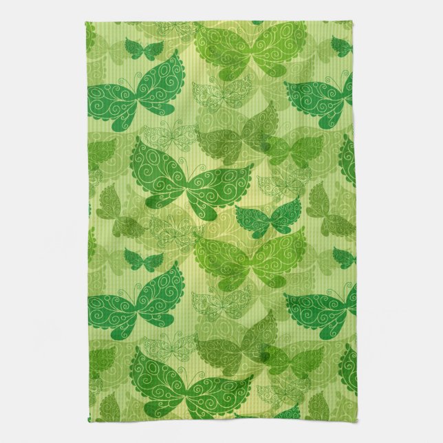 Spring Green Pattern Tea Towel (Vertical)