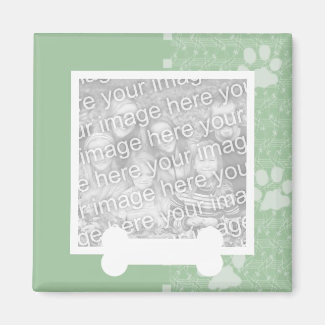 Spring Green Paws and Bone Pet Photo Magnets (Front)