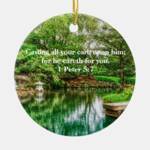 Spring Green Reflections Ceramic Ornament