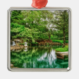 Spring Green Reflections Metal Ornament