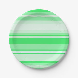 Spring green stripes paper plate