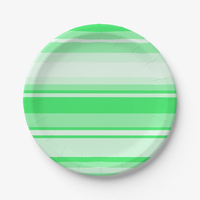 Spring green stripes paper plate (Front)