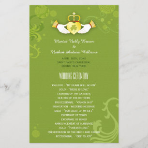 Spring Green Unique Irish Wedding Program