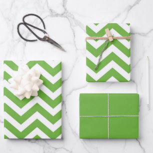 Spring Green & White Chevron Wedding Birthday Wrapping Paper Sheet