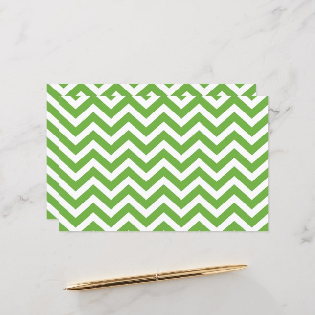 Spring Green & White Chevron Wedding Cardstock (Front/Back In Situ)